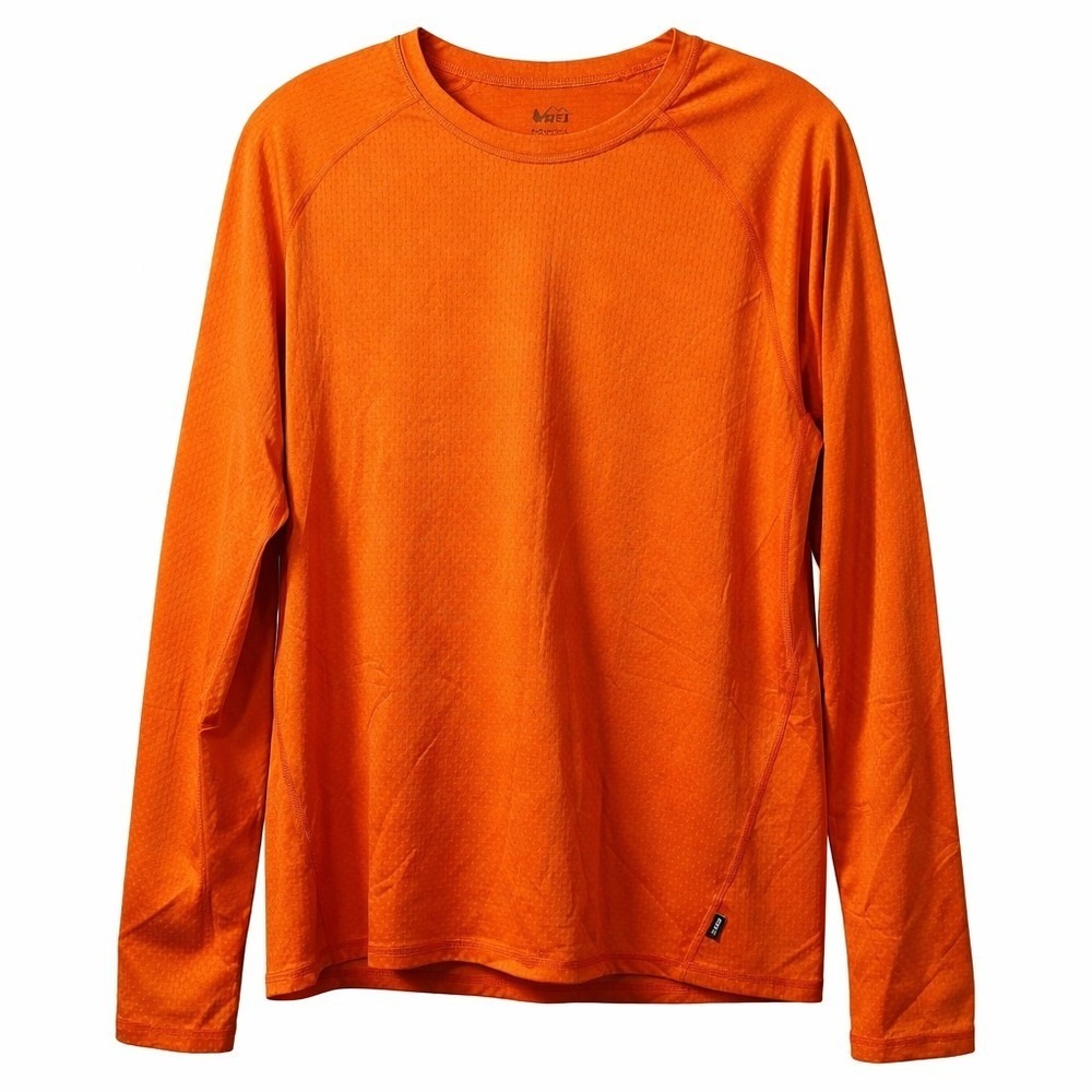 REI Co-Op Lightweight Perforated Crewneck Base Layer Sz M Orange Moist-Wick EUC